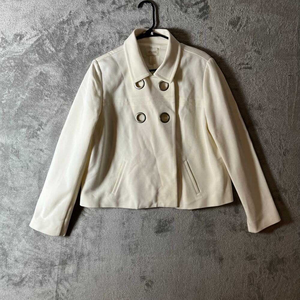 Chico’s Ivory Structured Blazer Jacket‎ Professional Workwear Size 2 Large